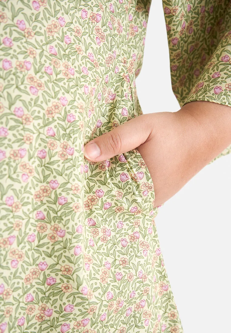 Rabecca Printed Kurung Kedah Pario Set - Yellow