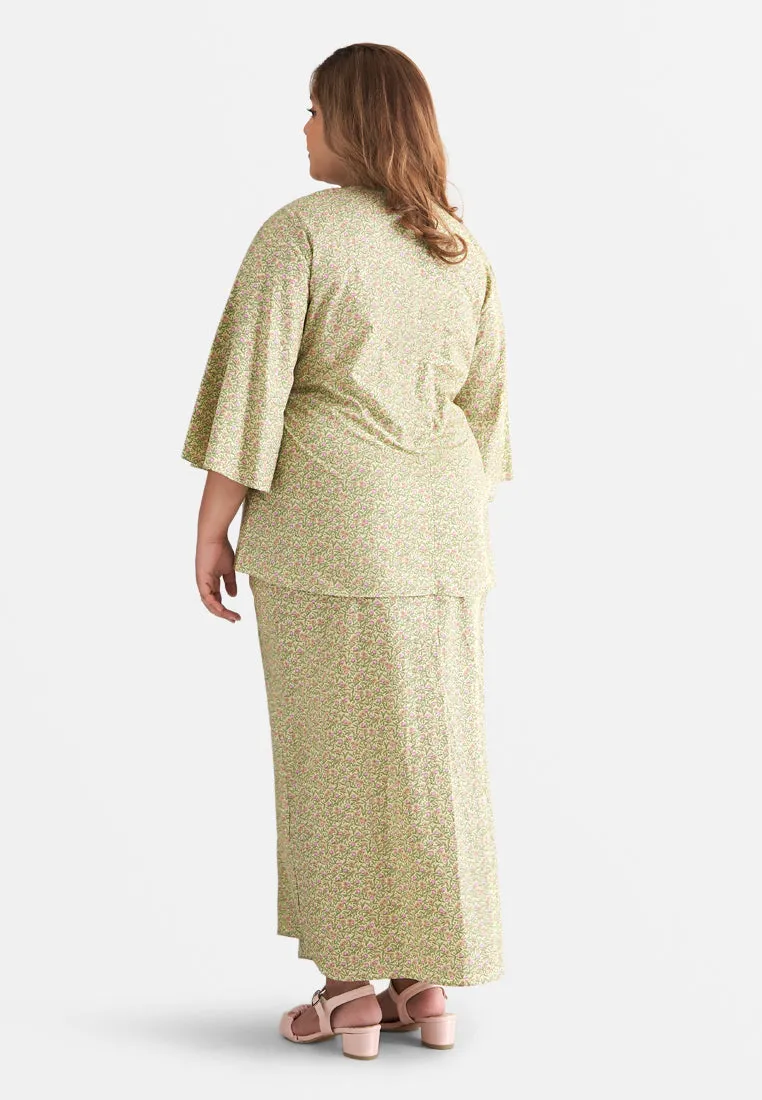 Rabecca Printed Kurung Kedah Pario Set - Yellow