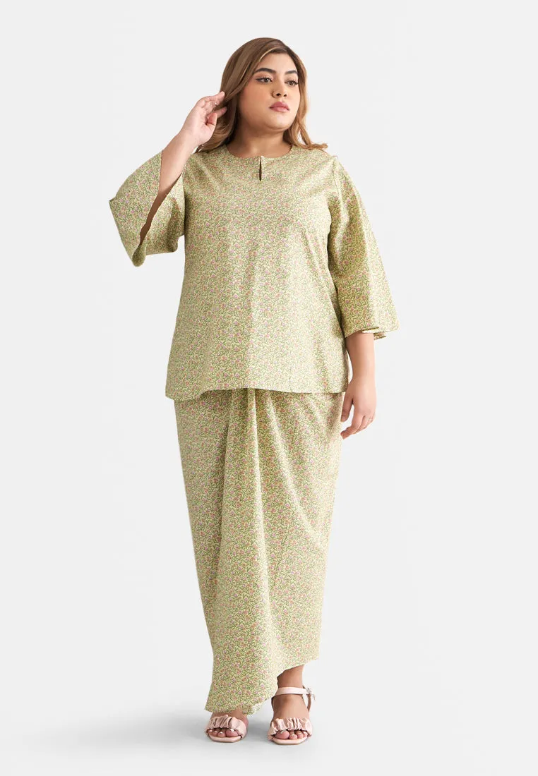 Rabecca Printed Kurung Kedah Pario Set - Yellow
