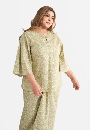 Rabecca Printed Kurung Kedah Pario Set - Yellow