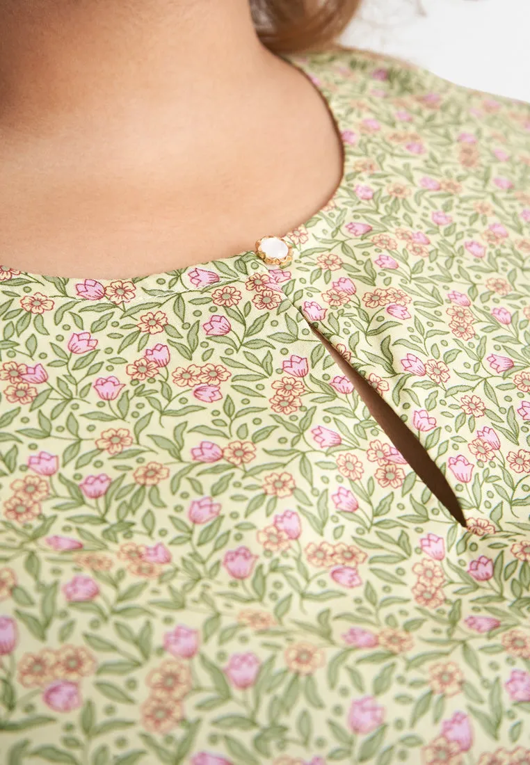 Rabecca Printed Kurung Kedah Pario Set - Yellow