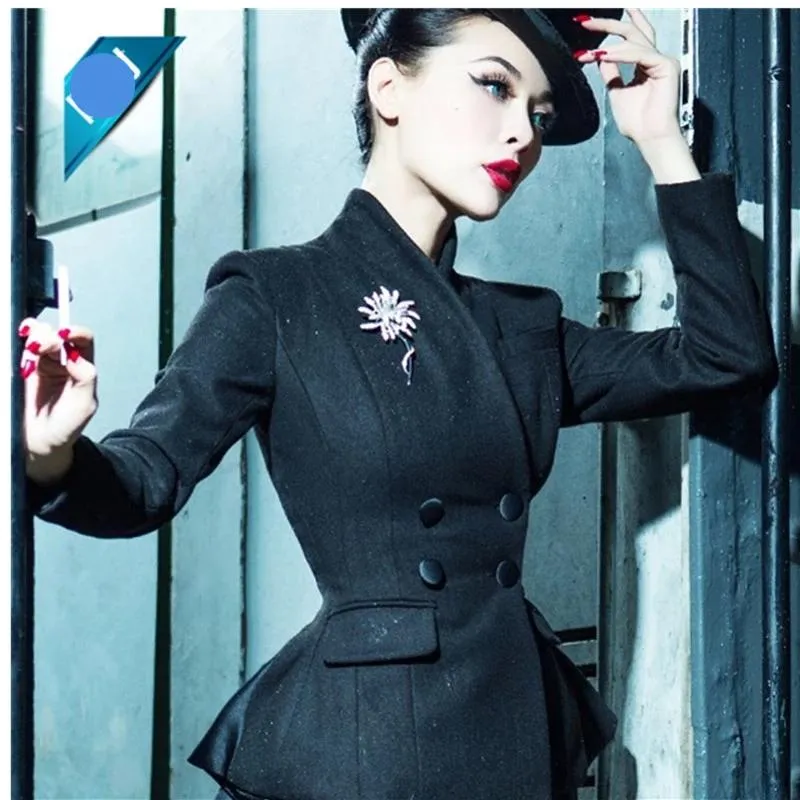 Rachael Vintage Black Wool Chaqueta Pinup Jacket