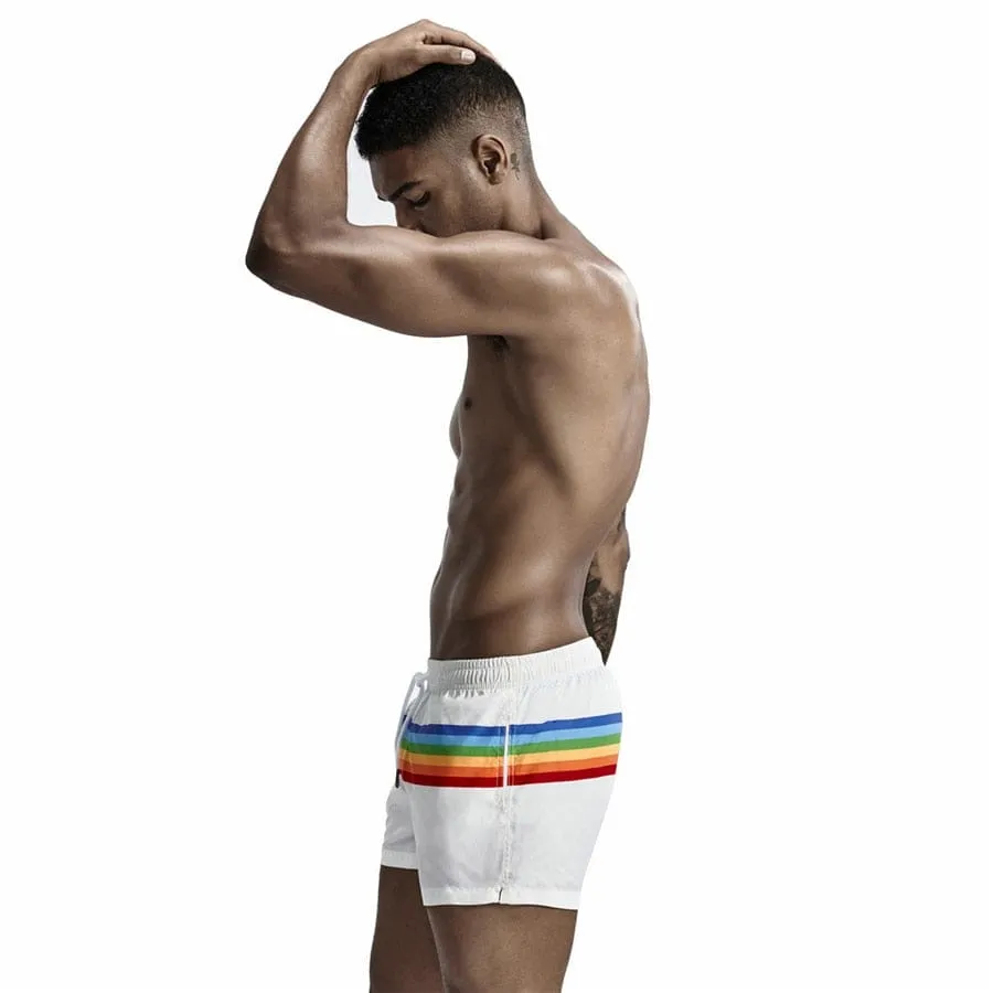 Rainbow Stripe Swim Trunk Shorts