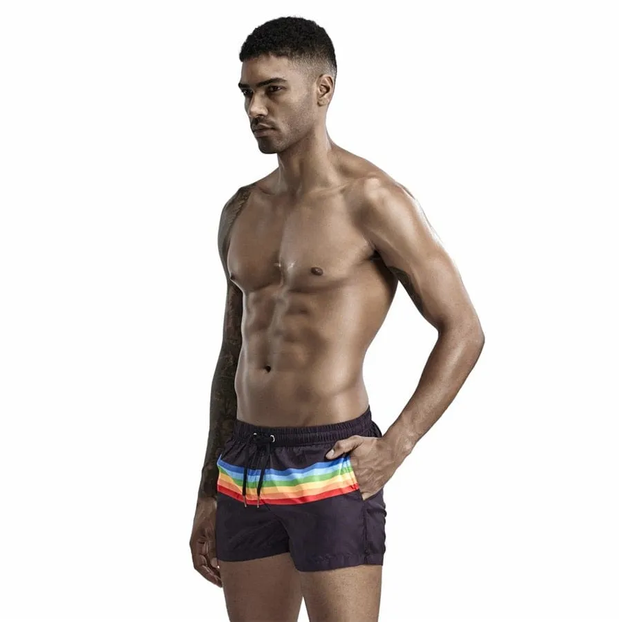 Rainbow Stripe Swim Trunk Shorts