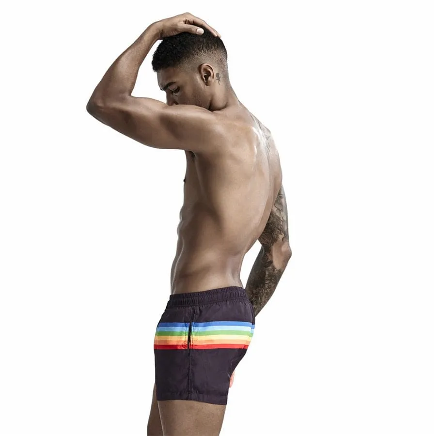 Rainbow Stripe Swim Trunk Shorts