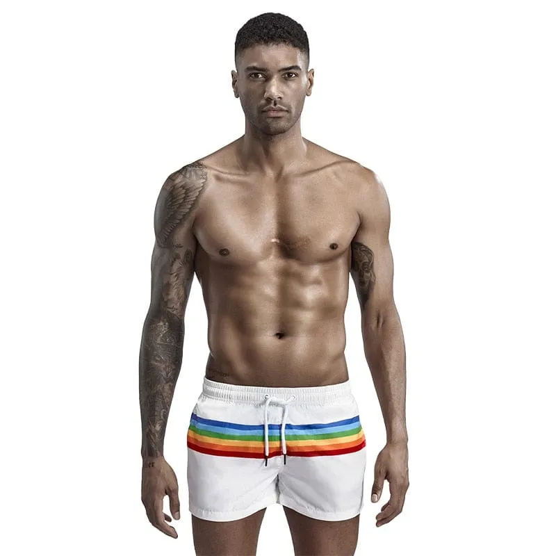 Rainbow Stripe Swim Trunk Shorts