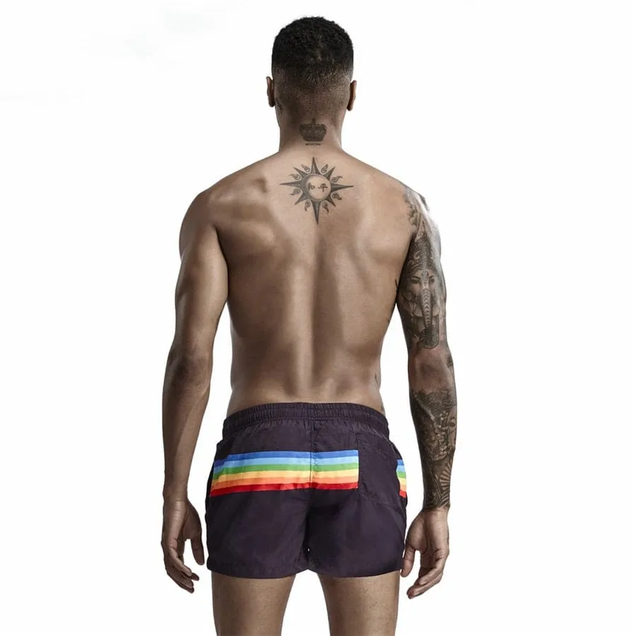 Rainbow Stripe Swim Trunk Shorts