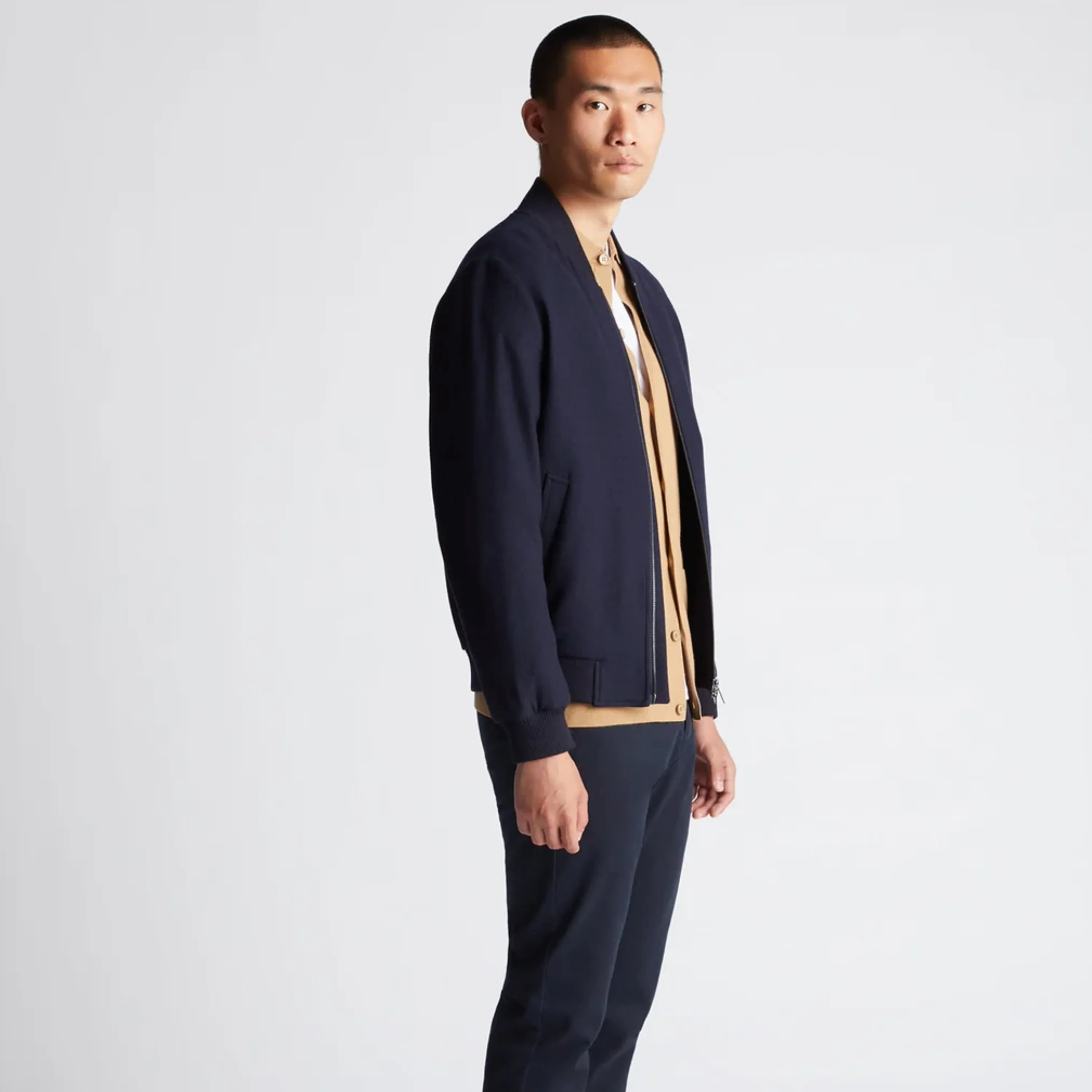 Remus Tapered Fit Wool-Blend Bomber Jacket - Navy