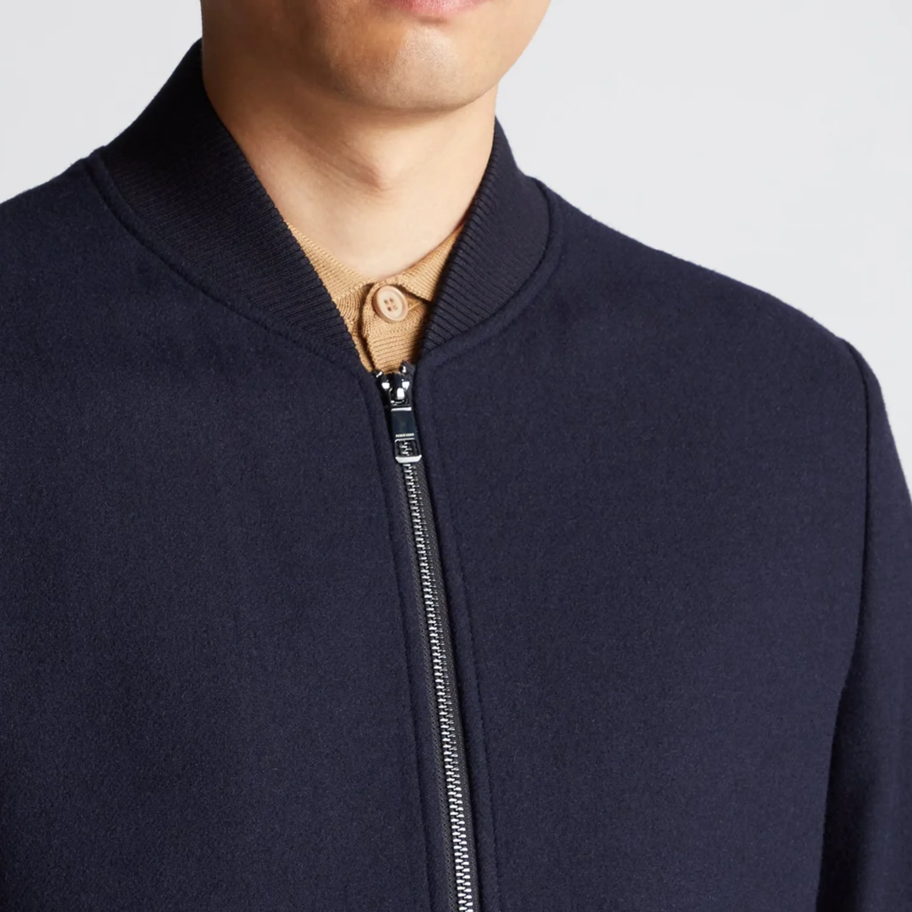 Remus Tapered Fit Wool-Blend Bomber Jacket - Navy