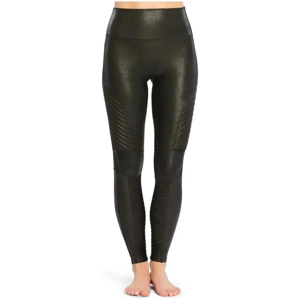 RESALE - Spanx Black Faux Leather Moto Leggings Petite Small
