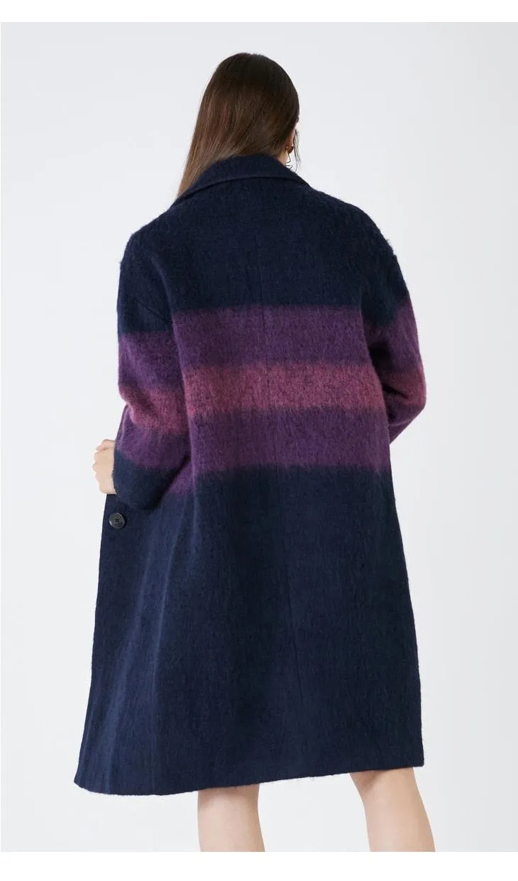 Retro Woolen Gradient Outwear Women Coat