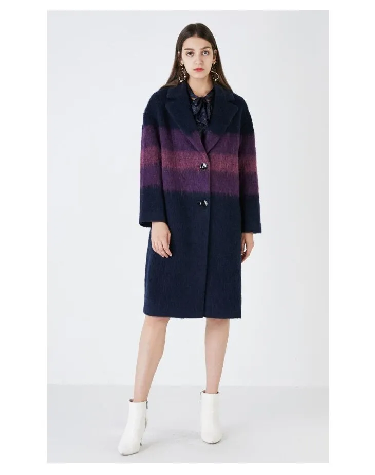 Retro Woolen Gradient Outwear Women Coat