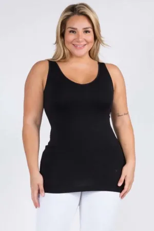 Reversible Seamless Tank in Black - Curvy