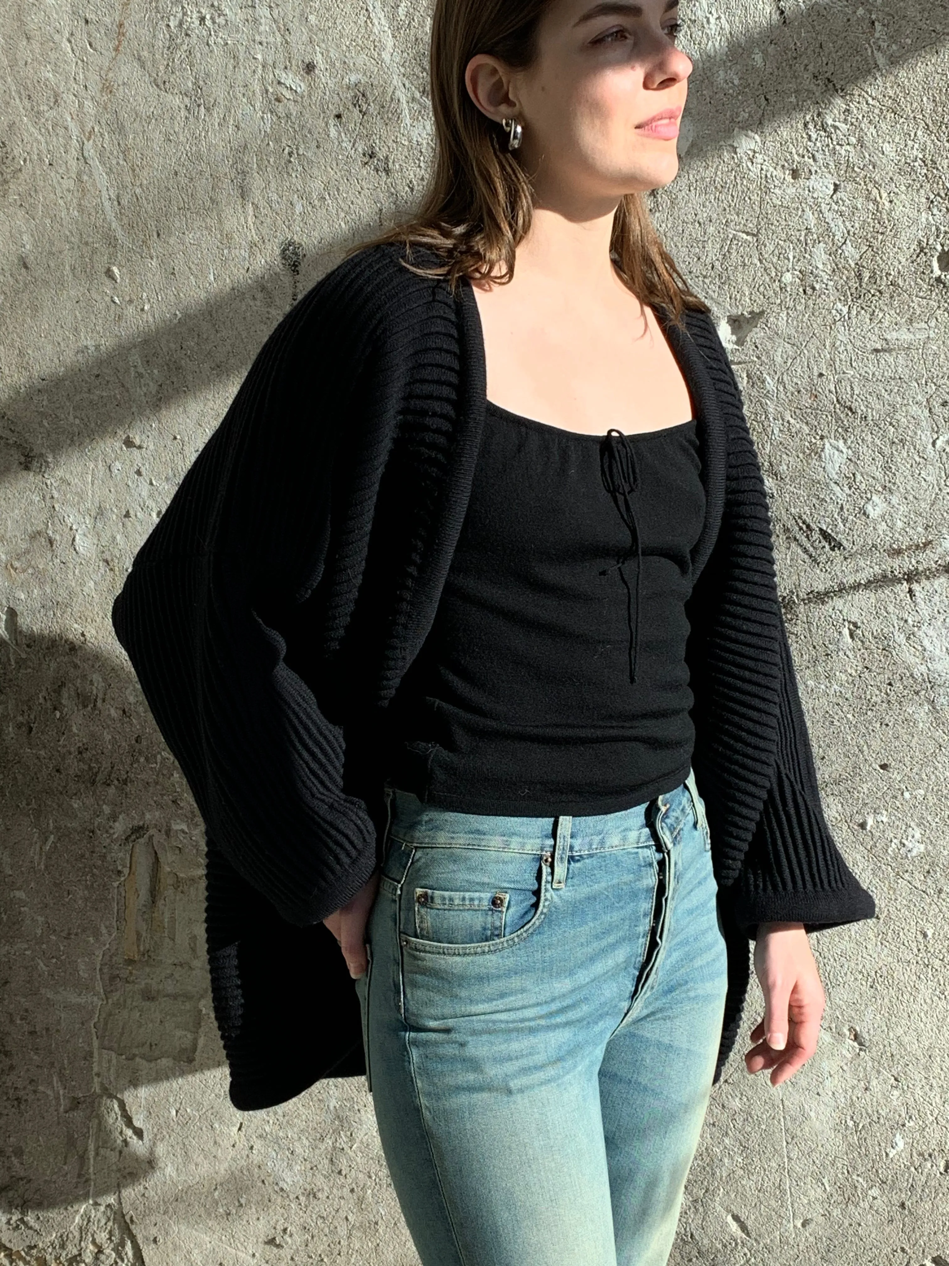 ribbed wool robe sweater