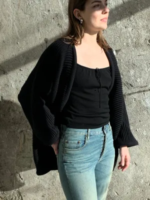 ribbed wool robe sweater