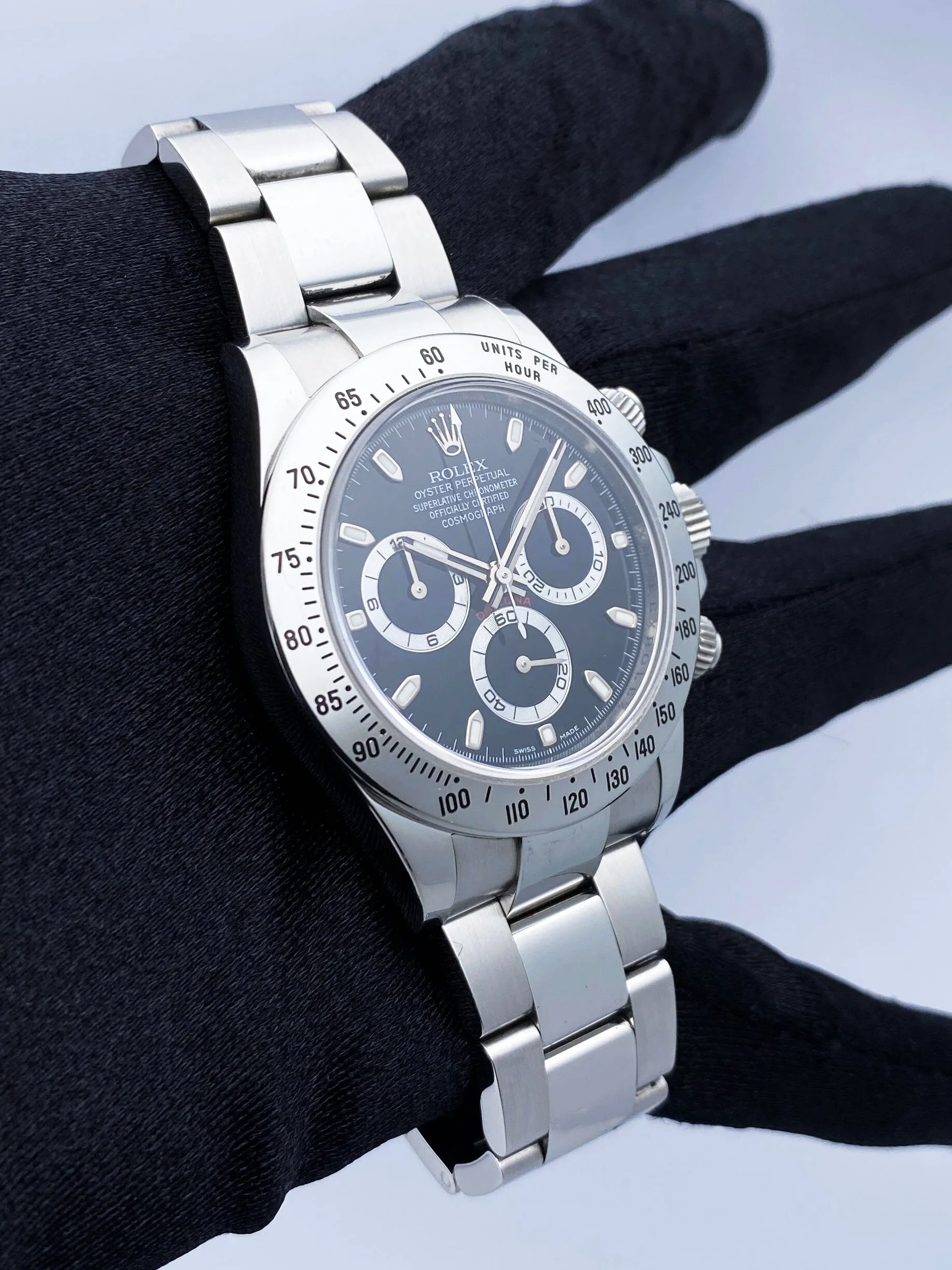 Rolex Daytona 116520 Black Dial Steel Mens Watch Box Papers