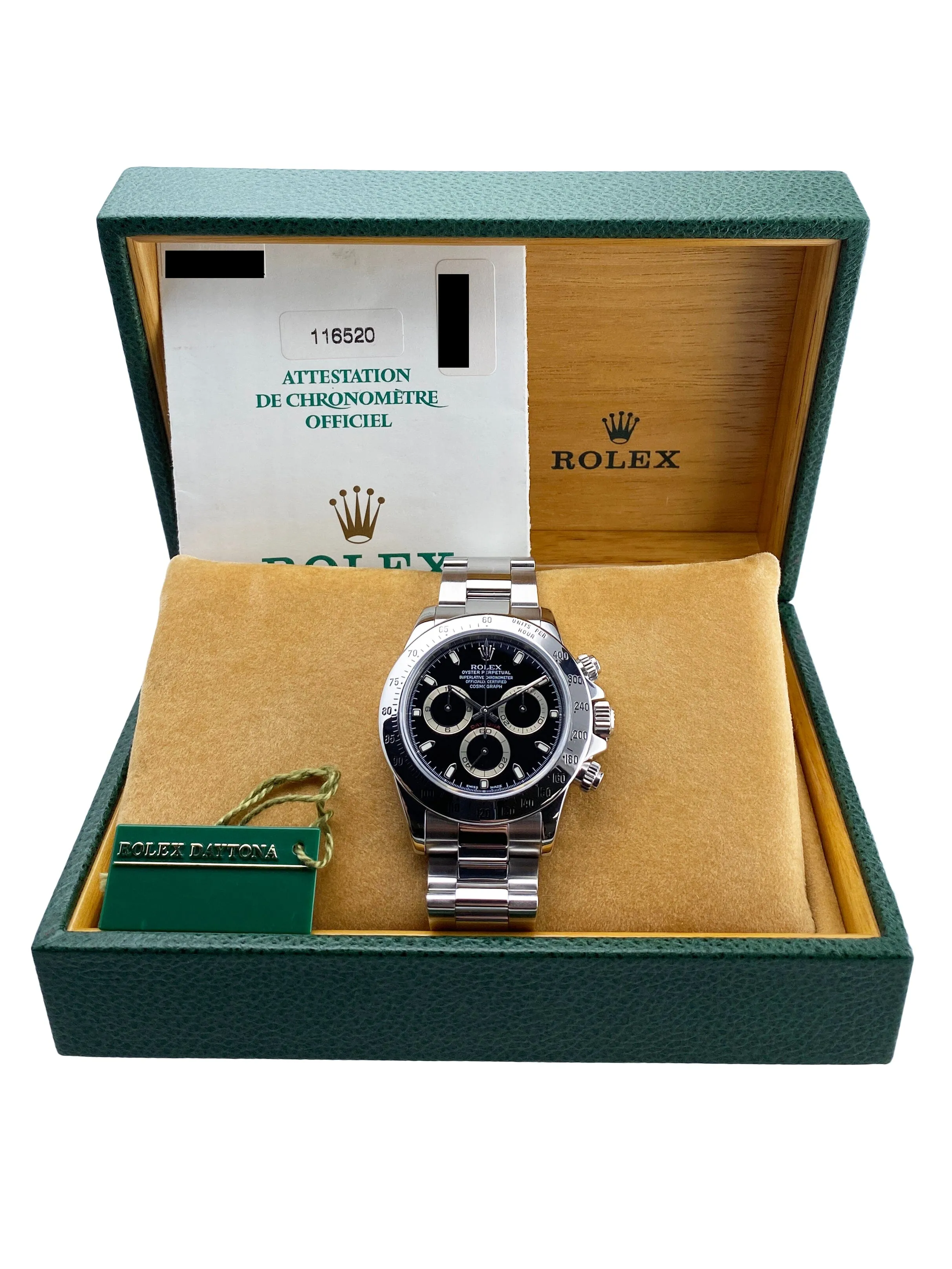 Rolex Daytona 116520 Black Dial Steel Mens Watch Box Papers