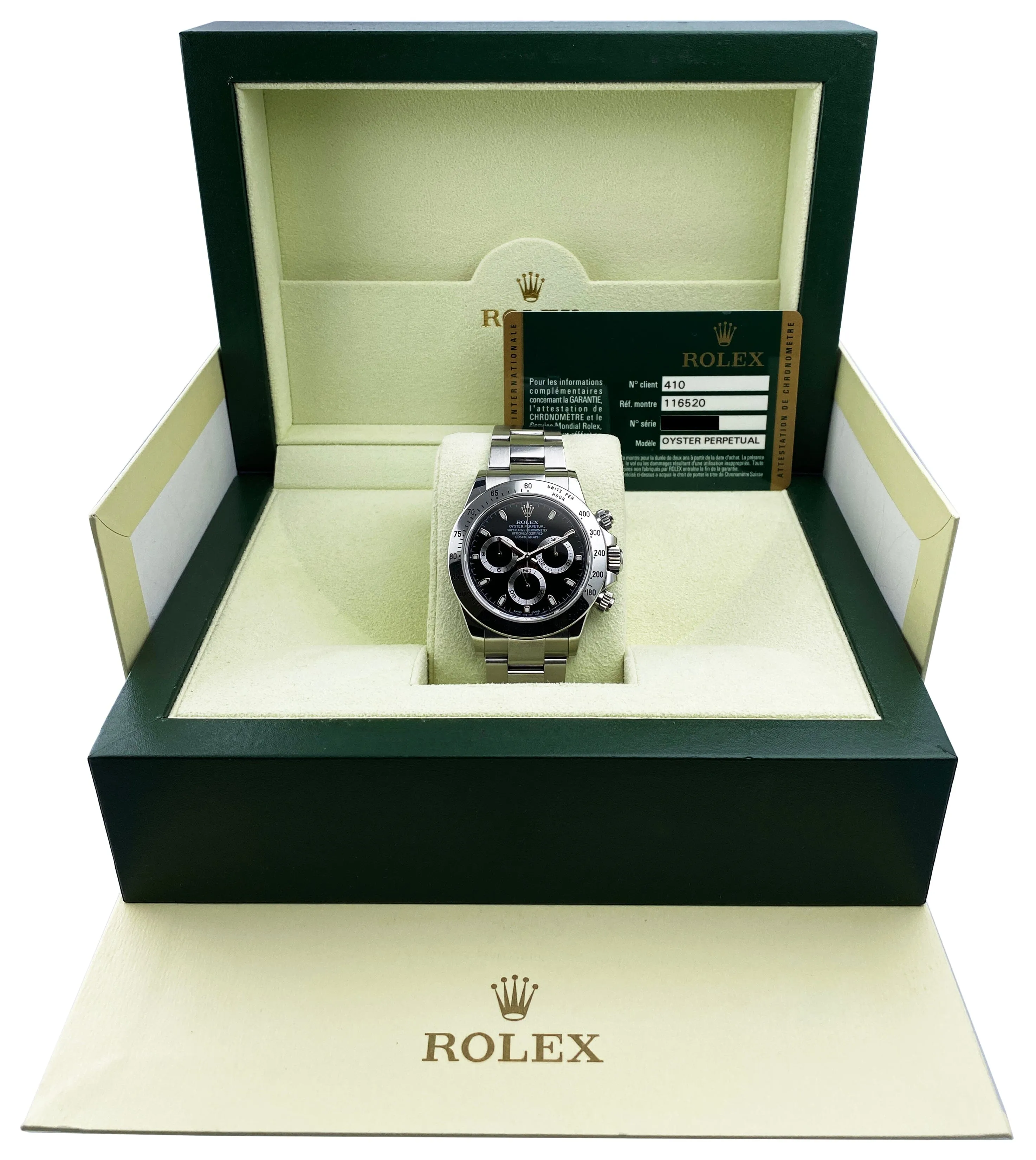 Rolex Daytona 116520 Black Dial Steel Mens Watch Box Papers