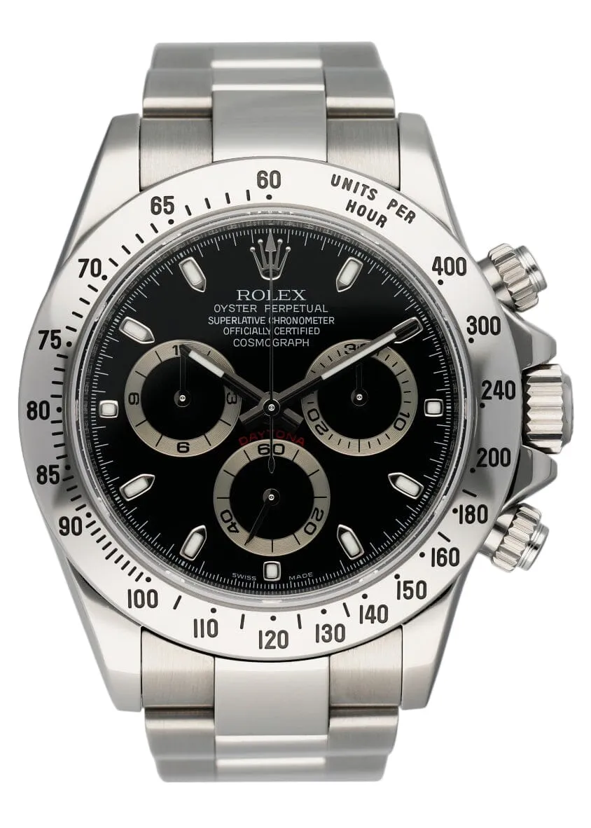 Rolex Daytona 116520 Black Dial Steel Mens Watch Box Papers