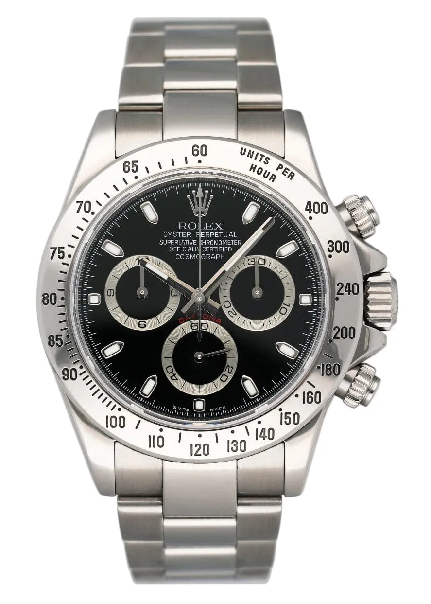Rolex Daytona 116520 Black Dial Steel Mens Watch Box Papers