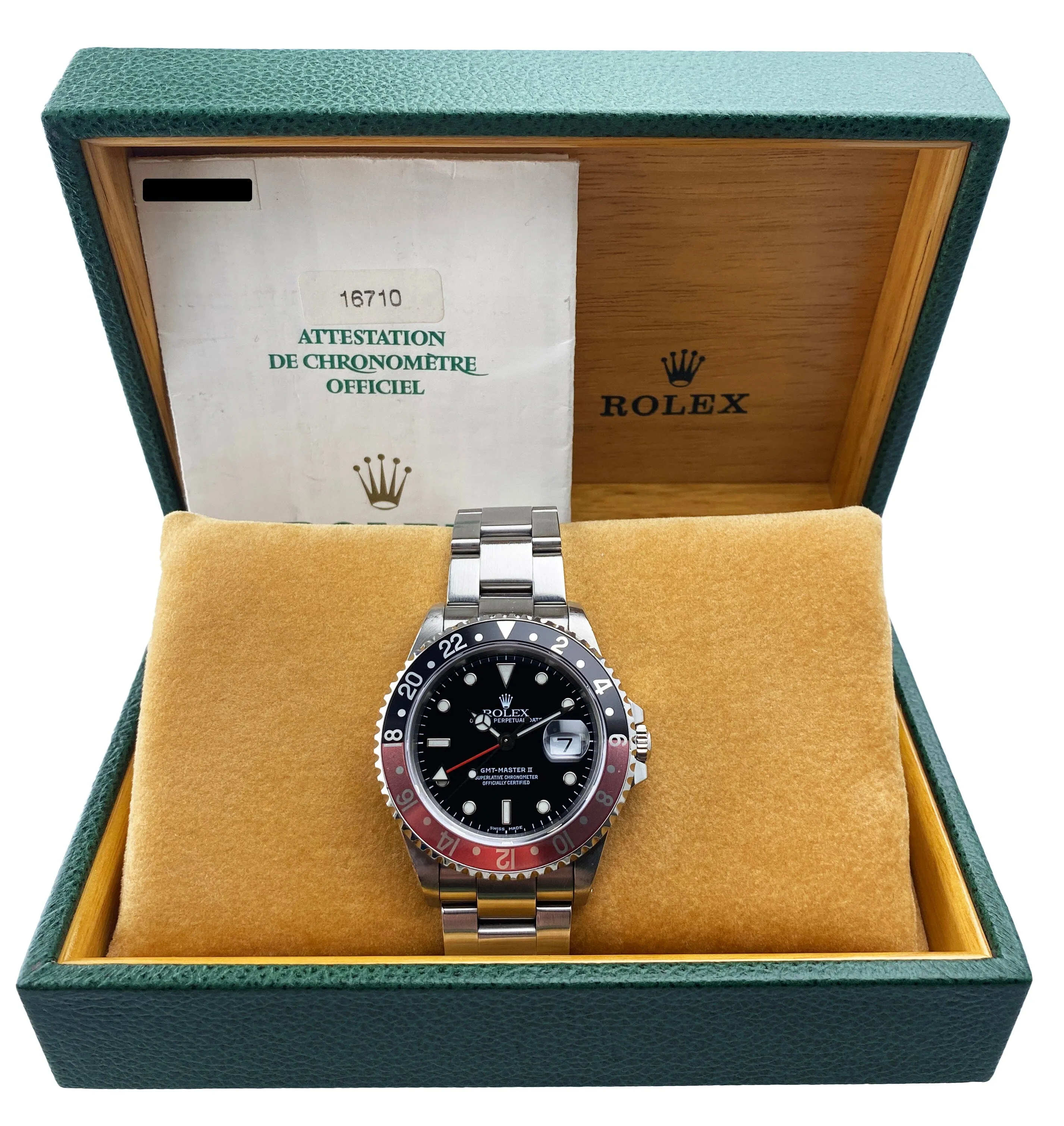 Rolex GMT Master II 16710 "Coke" Bezel Mens Watch Box Papers