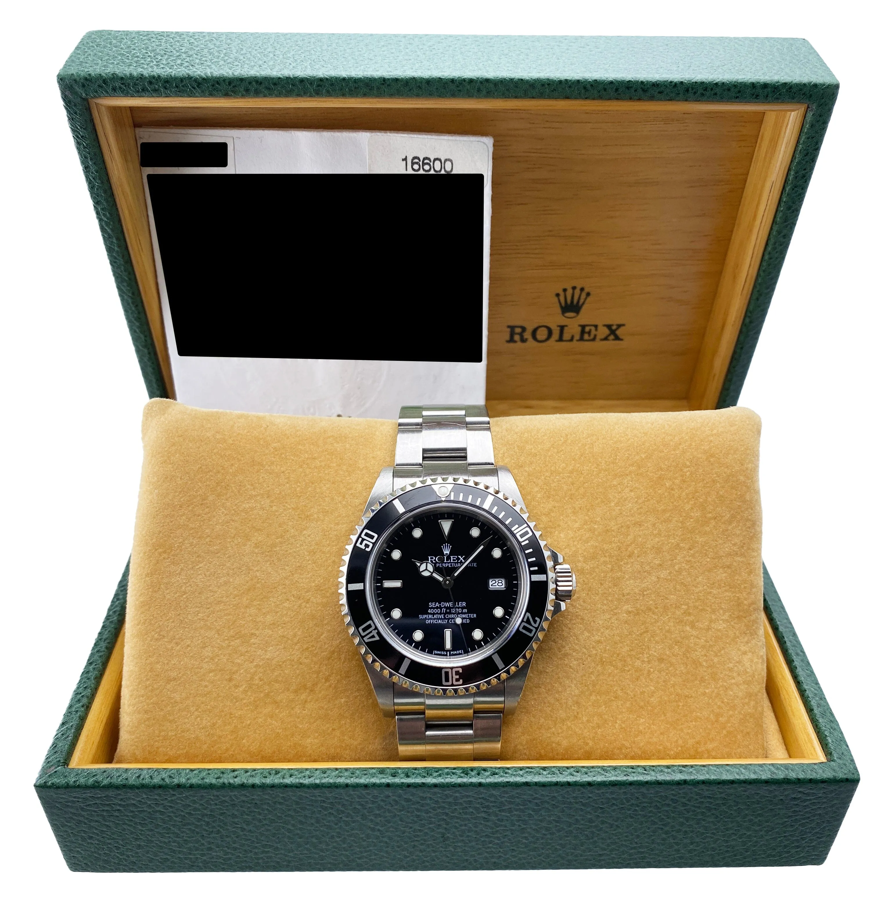 Rolex Sea Dweller 16600 Black Dial Steel Mens Watch Papers