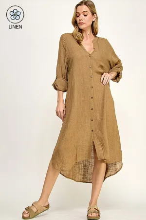 Rosalind Raglan Sleeve Linen Shirt Dress