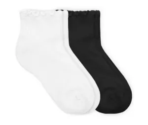 Ruffle Ripple Edge Quarter Sport Sock - White