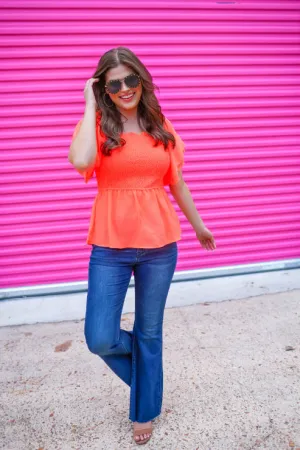 Ryan Ruffle Top in Coral