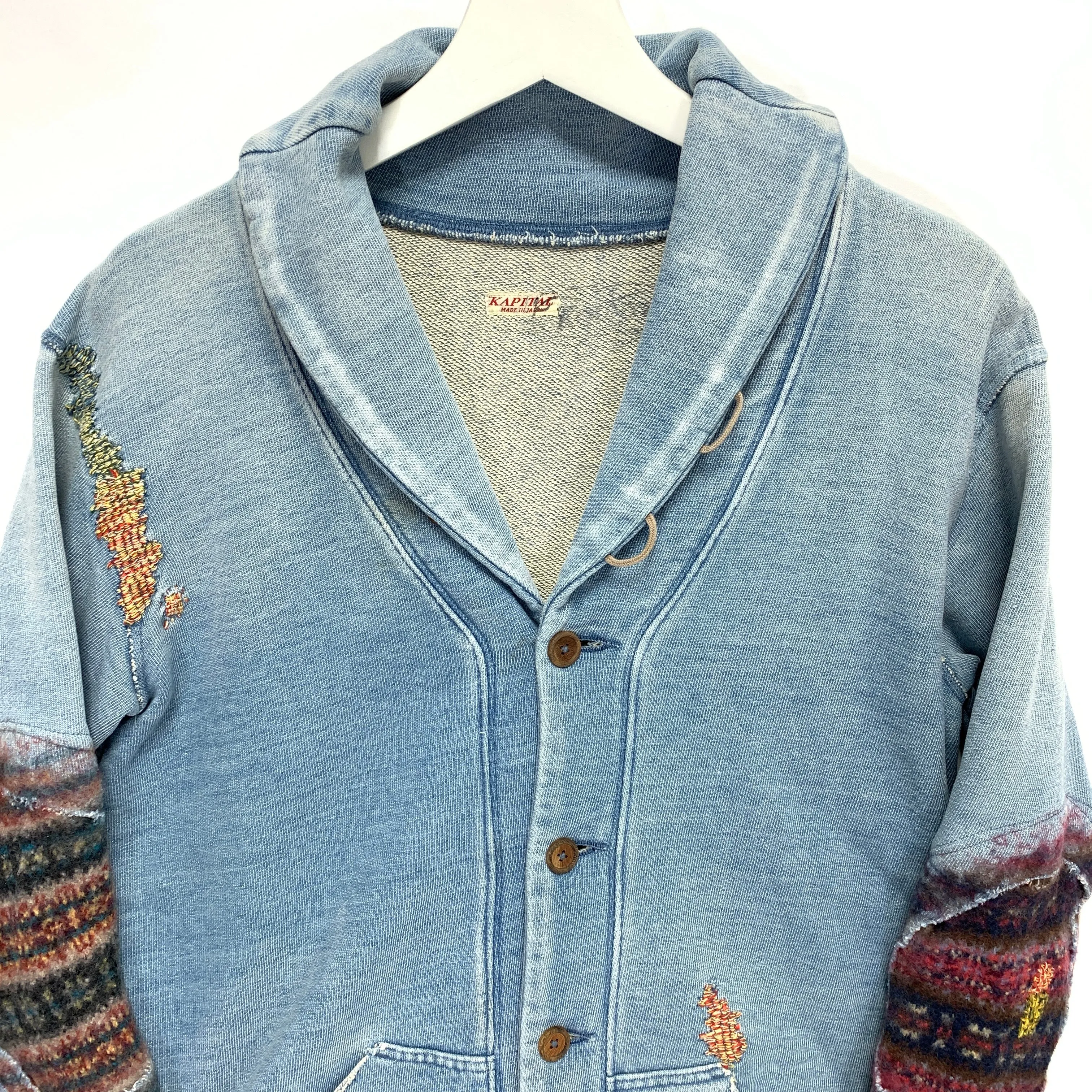 [S] Kapital Kountry Indigo Distressed Sweat Cardigan Jacket