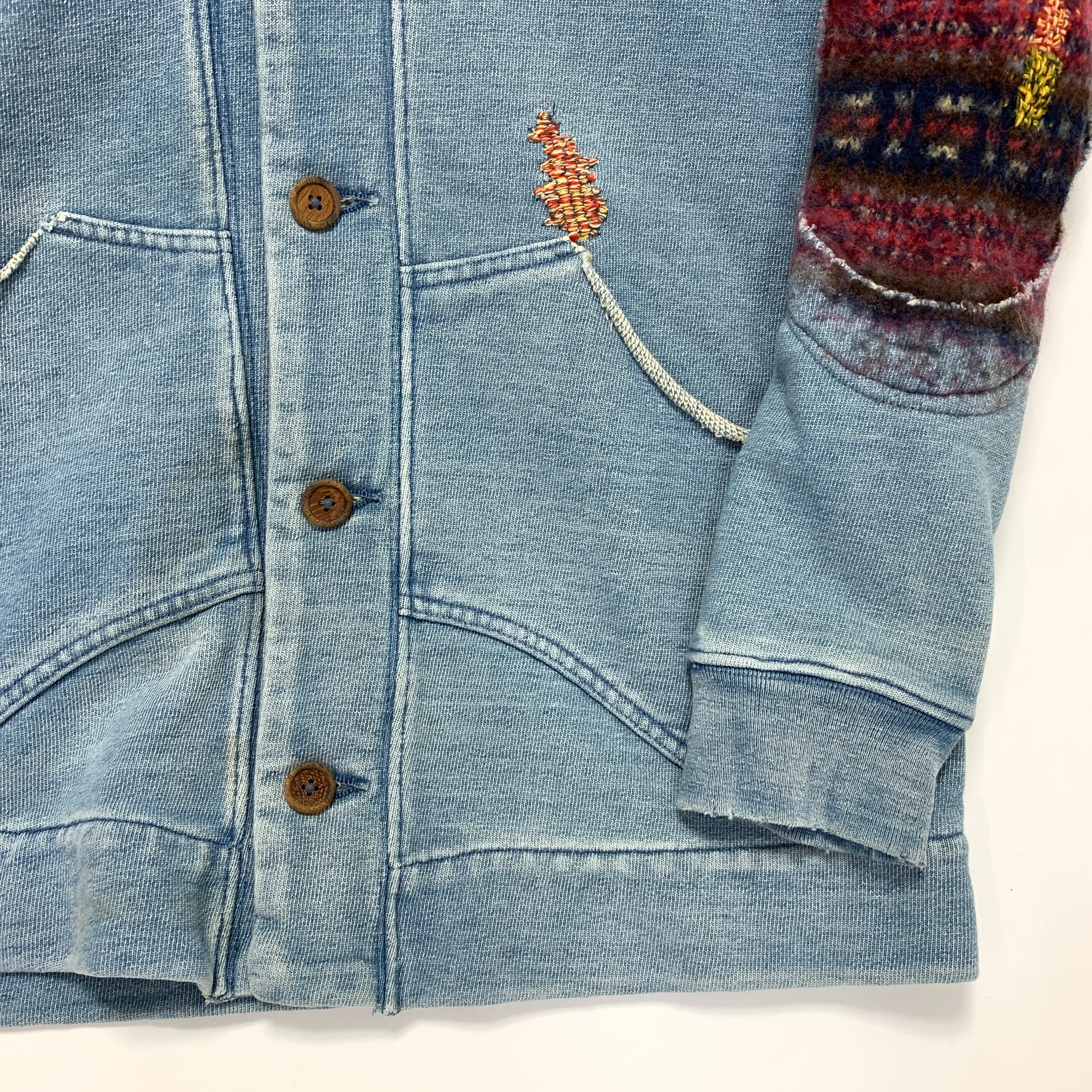 [S] Kapital Kountry Indigo Distressed Sweat Cardigan Jacket