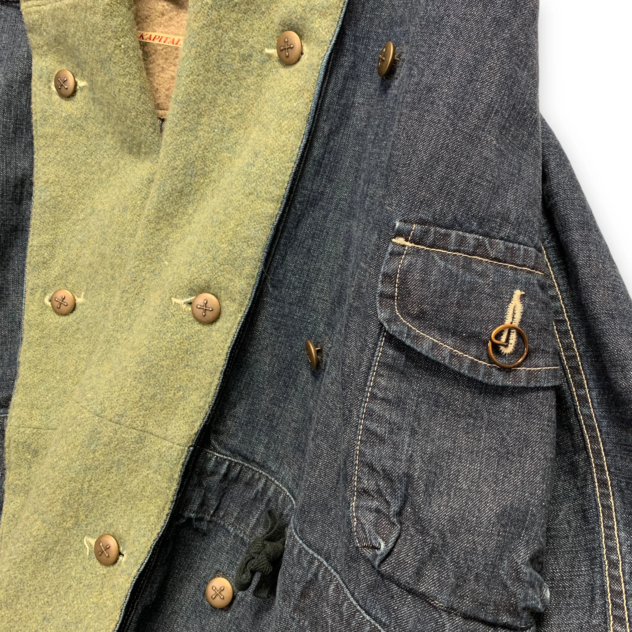 [S] Kapital Yamashiro Made Denim Wool Katsuragi Ring Coat Jacket