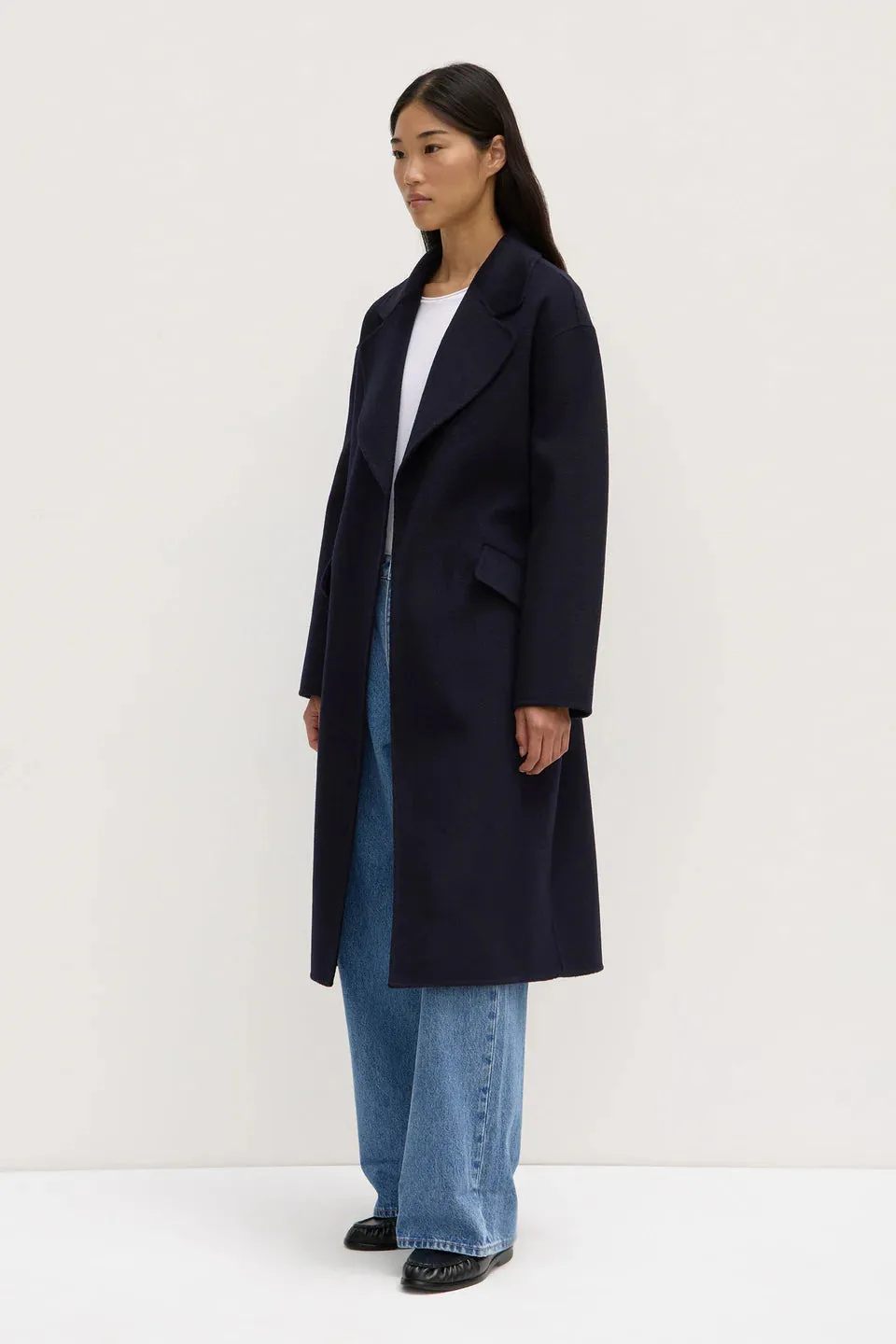 Sadie Single Breasted Wool Coat - Midnight