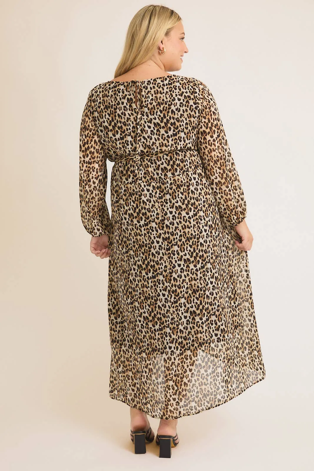 SALE PLUS SIZE Round Neck Leopard Dress