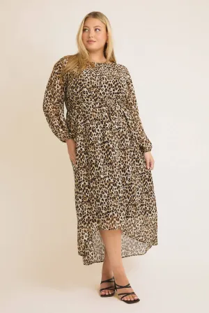 SALE PLUS SIZE Round Neck Leopard Dress