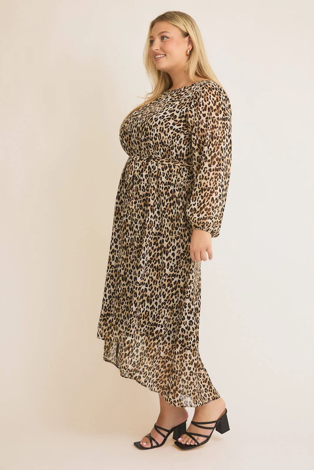 SALE PLUS SIZE Round Neck Leopard Dress