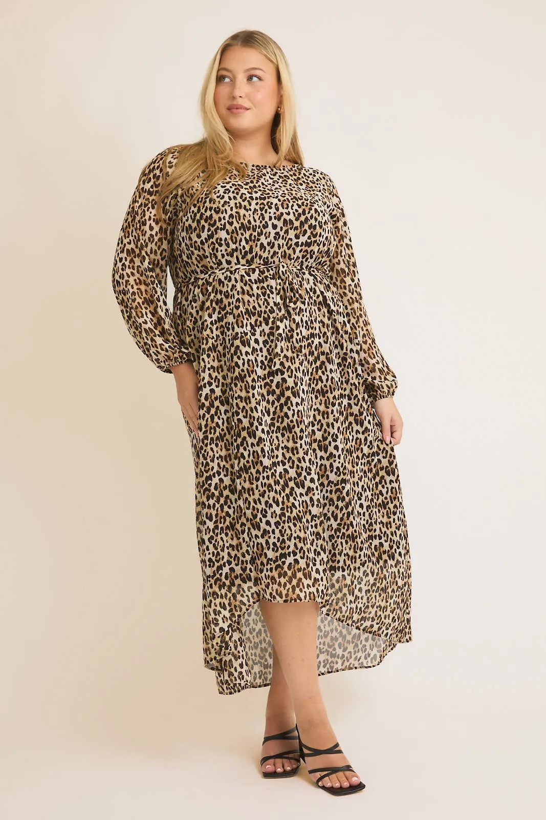 SALE PLUS SIZE Round Neck Leopard Dress