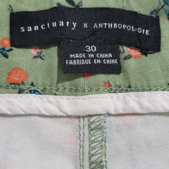 Sanctuary × Anthropologie Women's Odyssey Floral Shorts Size 29 Green Floral