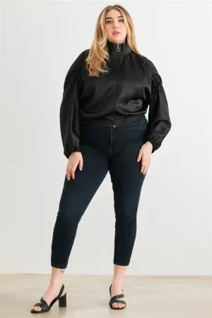 Satin Zip Up Bomber Jacket
