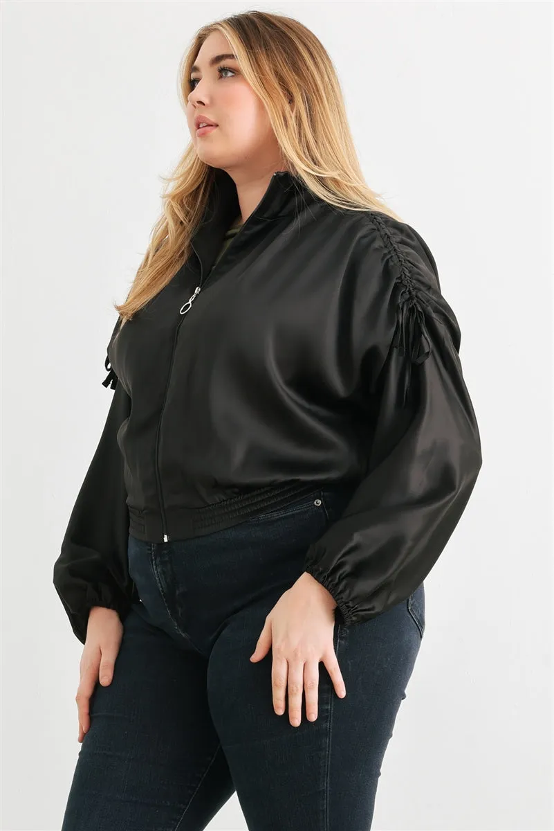 Satin Zip Up Bomber Jacket