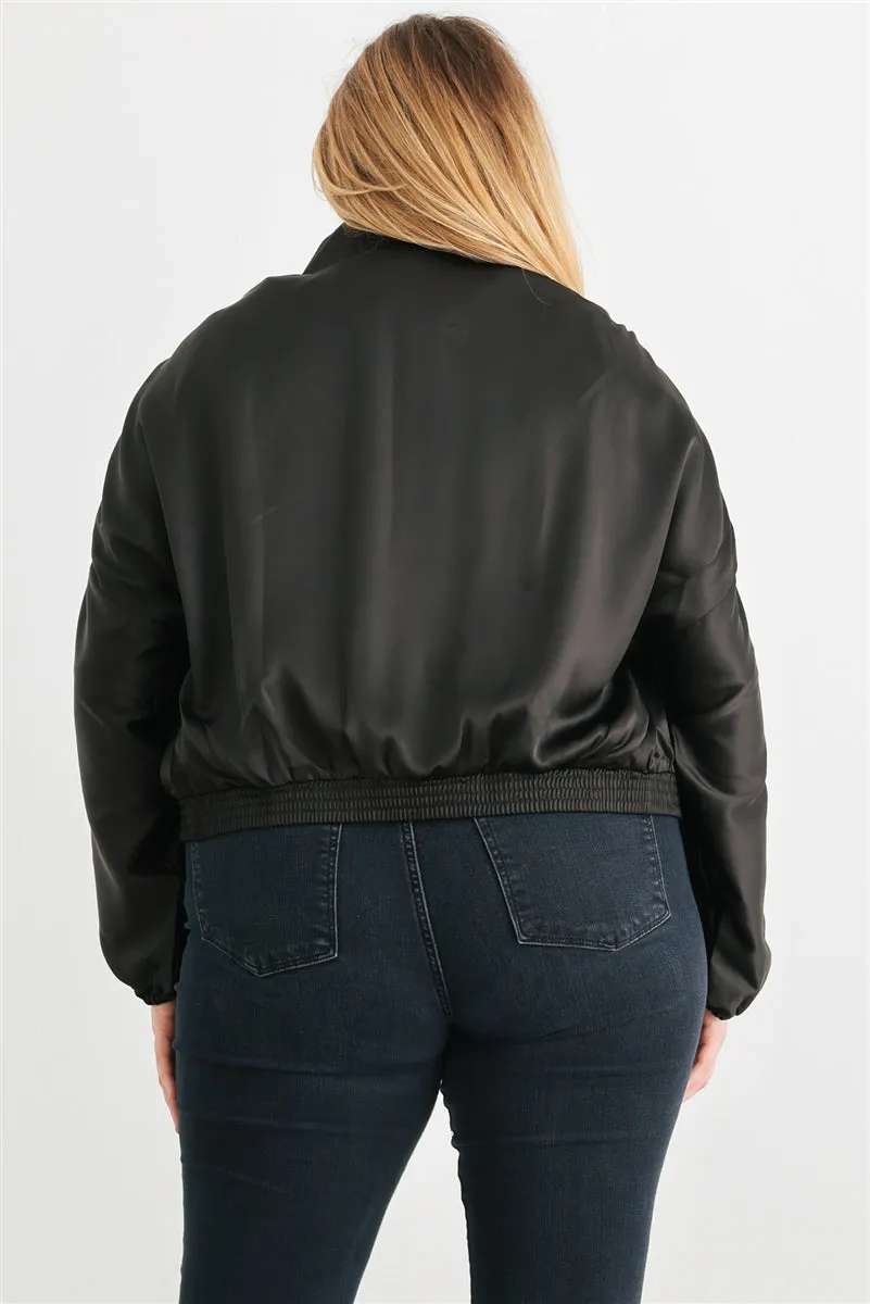 Satin Zip Up Bomber Jacket