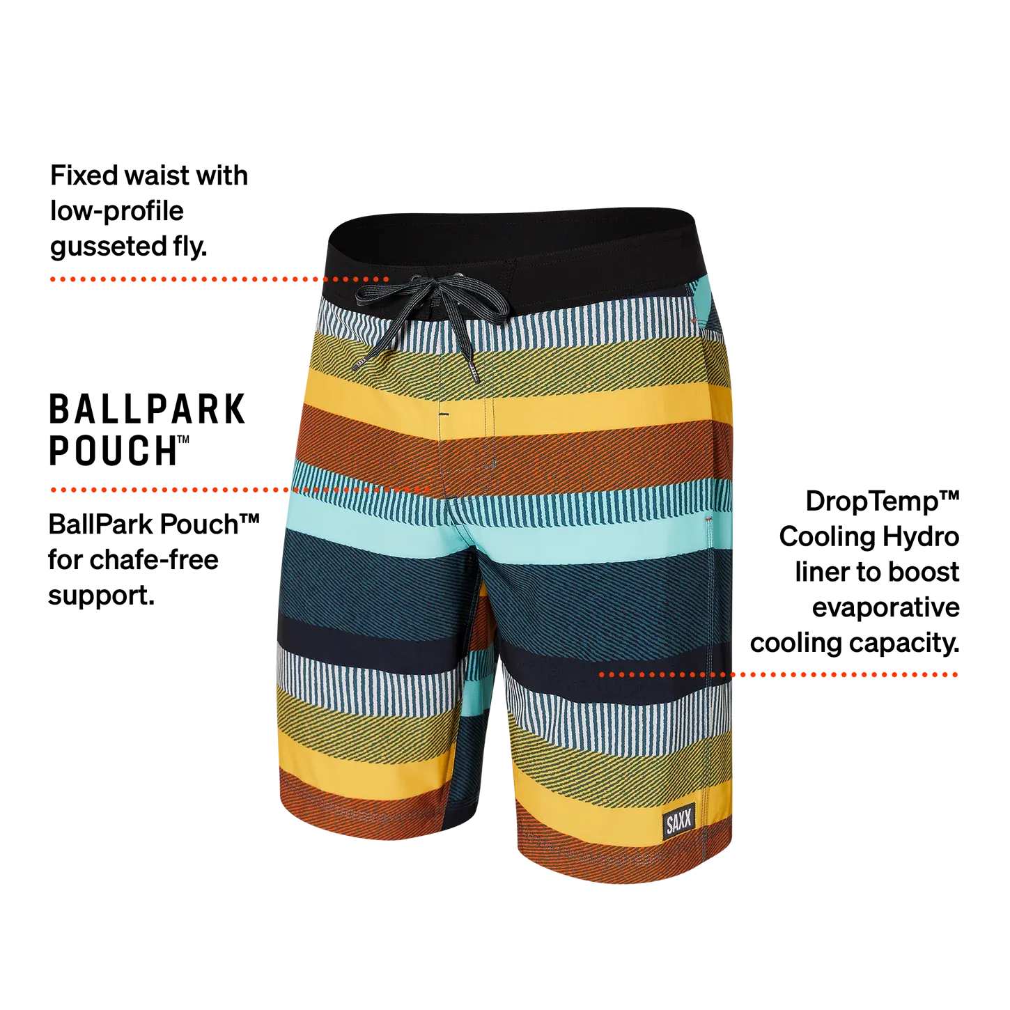 Saxx Mens Betawave 7" Swim Shorts -  Blanket Stripe