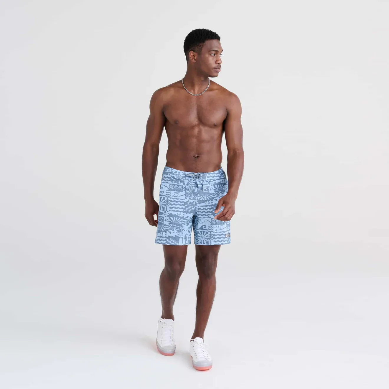 Saxx Mens Betawave 7" Swim Shorts -  West Coast - Chambray