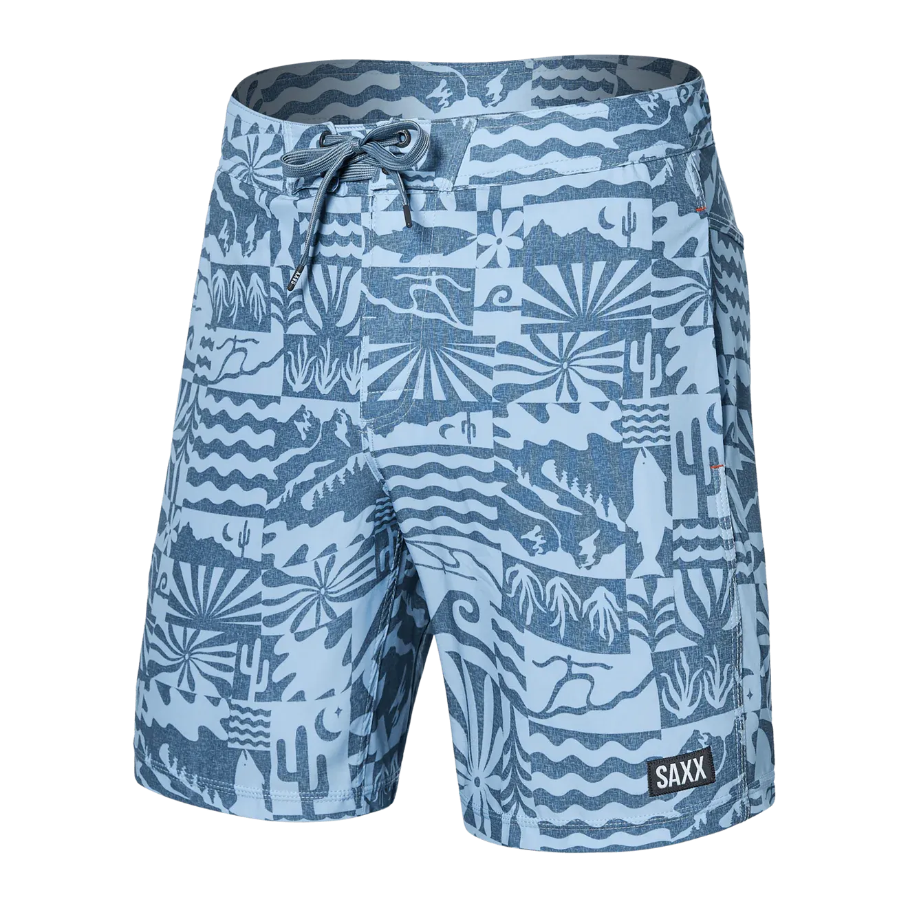 Saxx Mens Betawave 7" Swim Shorts -  West Coast - Chambray