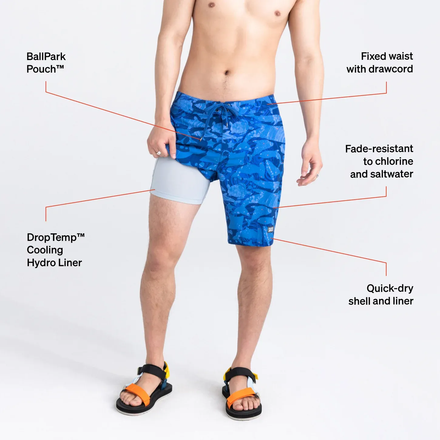 Saxx Mens Betawave Boardshort 9" Swim Shorts