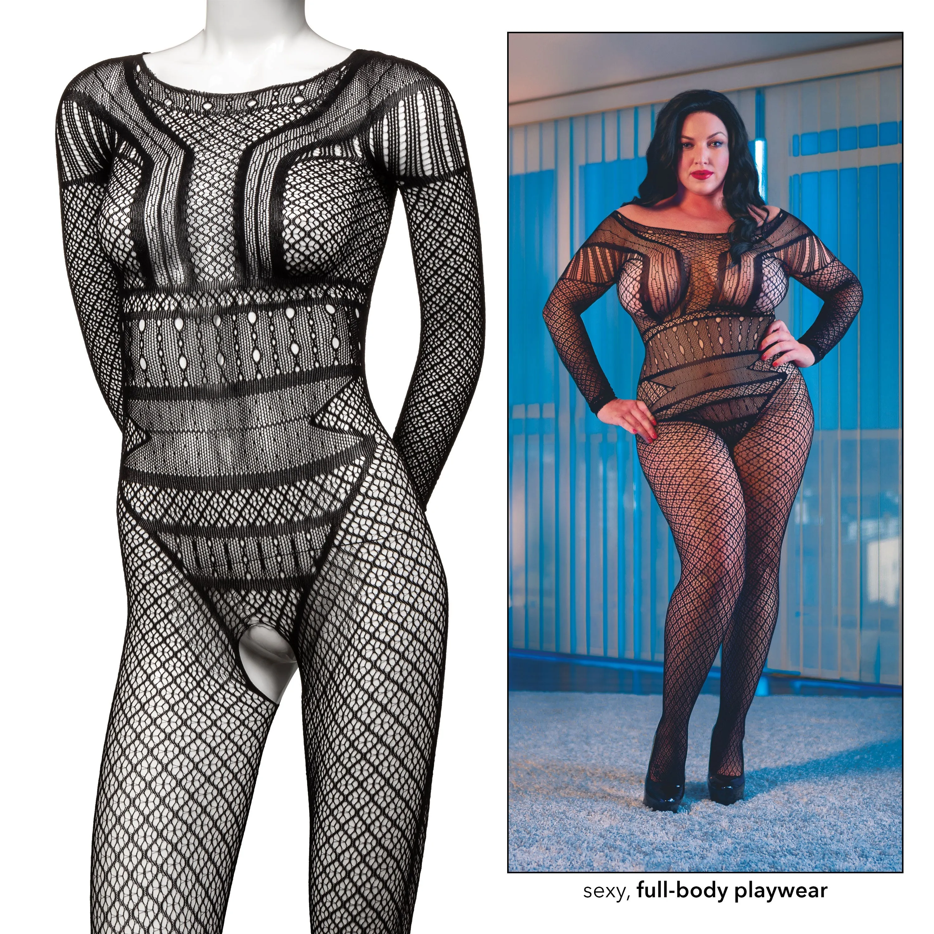Scandal Plus Size Full Length Lace Body Suit Curvy Size