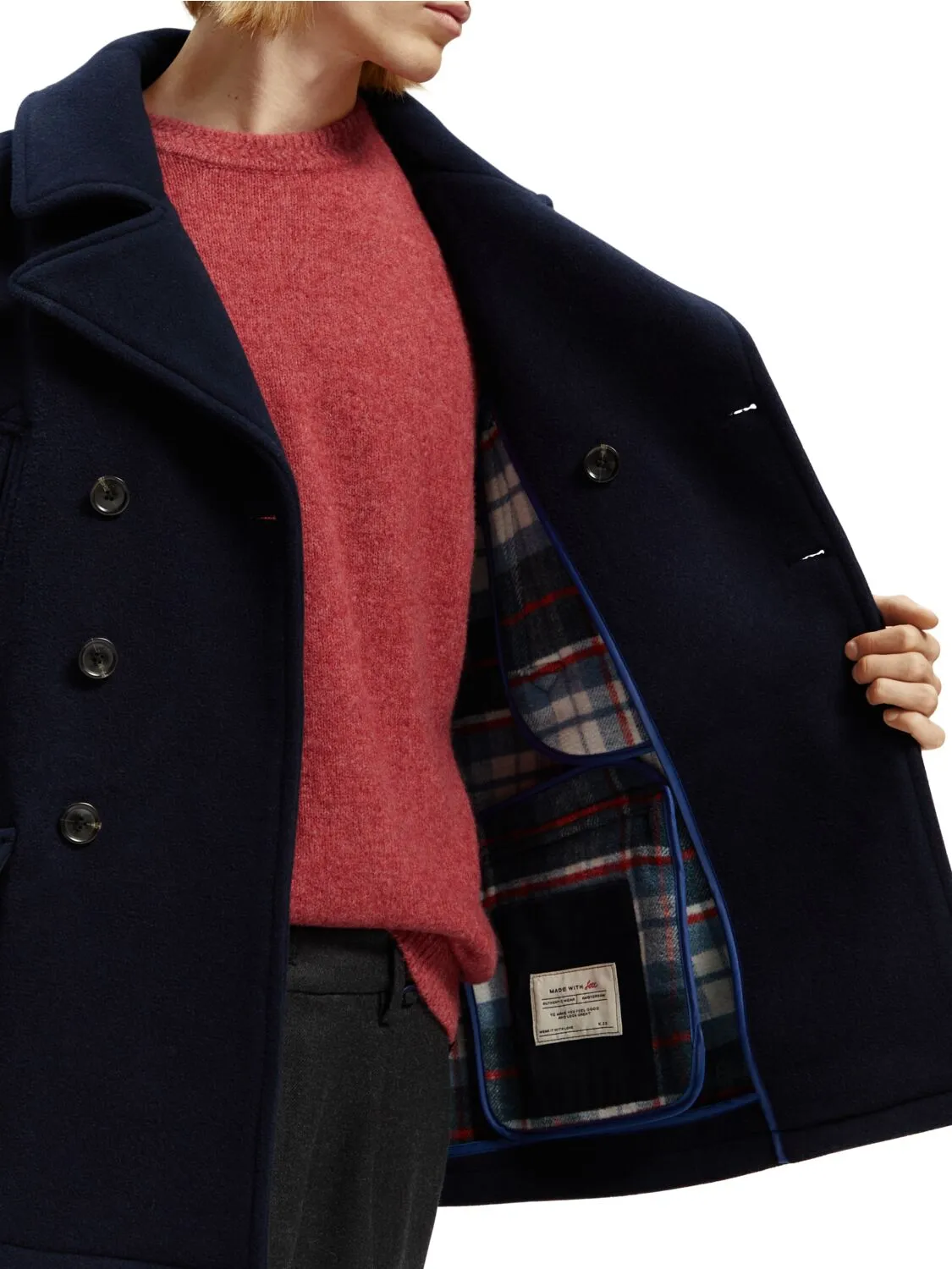 SCOTCH & SODA BONDED WOOL-BLEND PEACOAT 169103