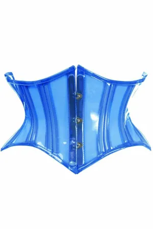 Sexy Clear Blue Curvy Cut Mini Cincher Corset