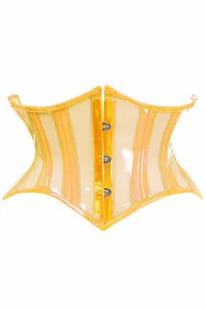 Sexy Clear Yellow Curvy Cut Mini Cincher Corset