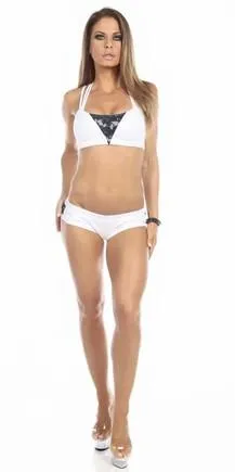 Sexy Night Vision Military Navy Blue Scrunch Back Athletic Mini Shorts - White/Blue